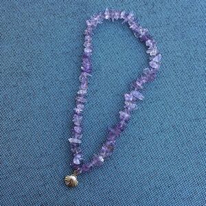 Elegant Purple Stone Anklet with Gold Shell Pendant